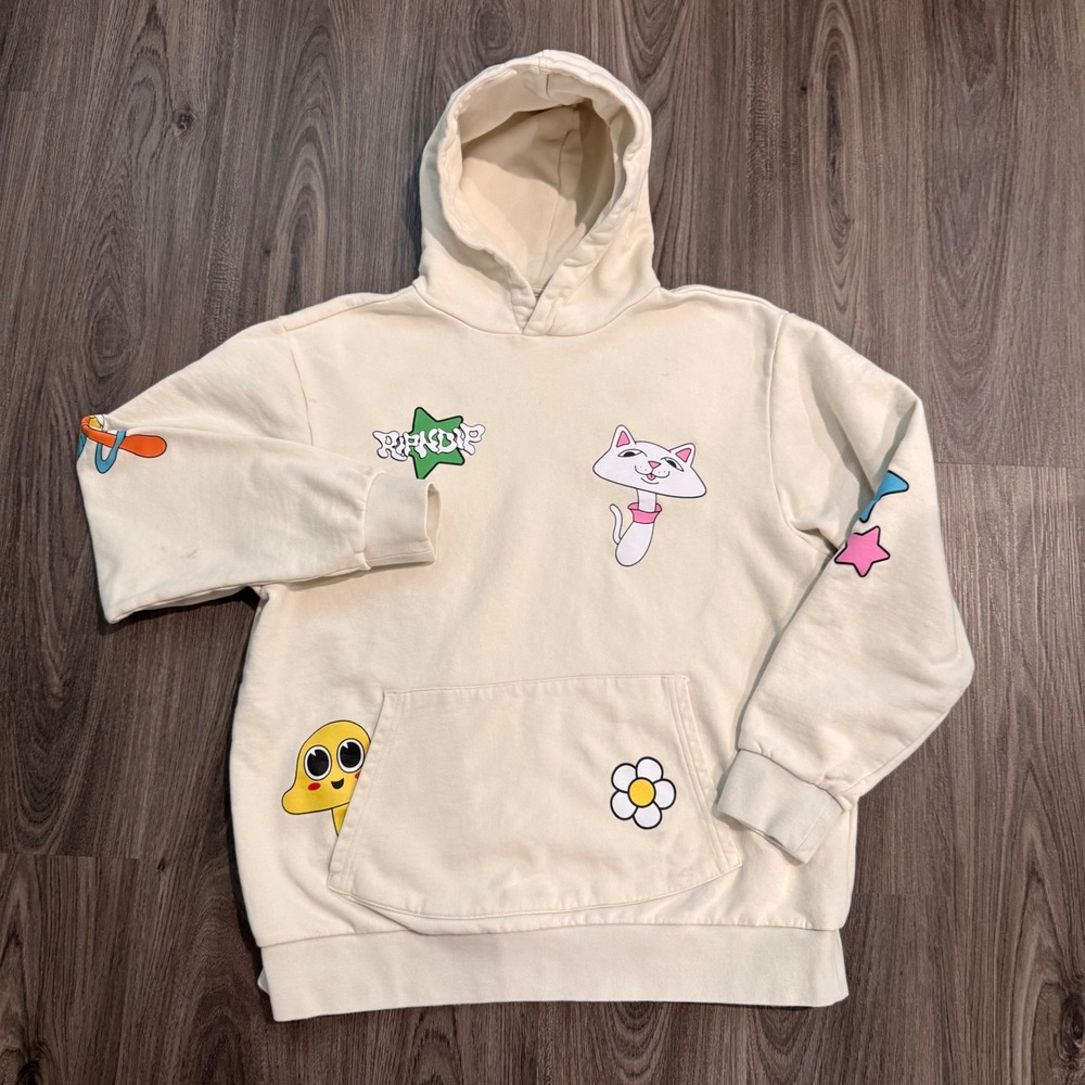 RIPNDIP Cream aop Graphic Hoodie Sweatshirt Men's Medium